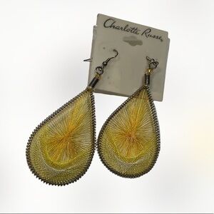 CHARLOTTE RUSSE yellow tear drop threaded fashion earrings